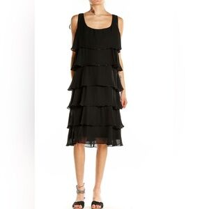 Black Tiered Midi Dress